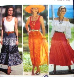 6861 EZ FLARE YOKE PEASANT LONG TIER SKIRT PATTERN 6-10,18-22